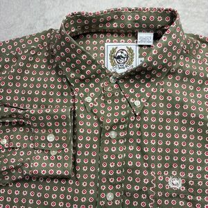 Cinch Button Down Shirt Mens XL Olive Green Geometric Starburst Western Rodeo